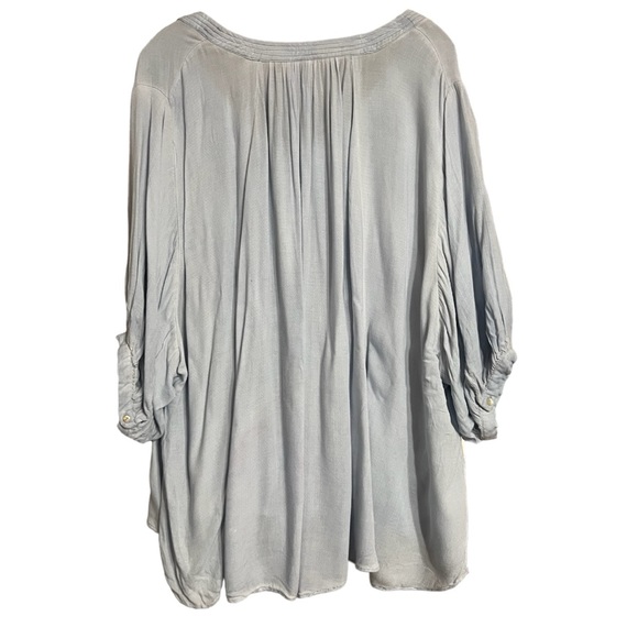 Free People Womens Catch Me If You Can Peasant Blouse Light Blue Sz M - Picture 4 of 12